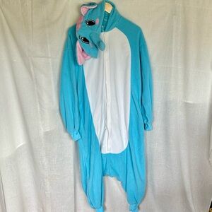 EMolly Blue and White Elephant Fleece Onesie